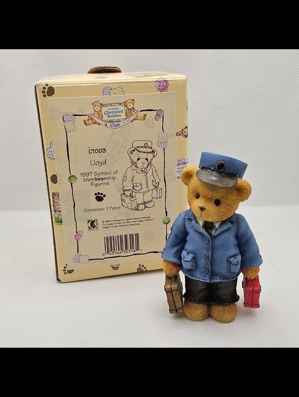 New  Cherished Teddies LLOYD BEAR Member Figurine conductor SLEUTH inspector